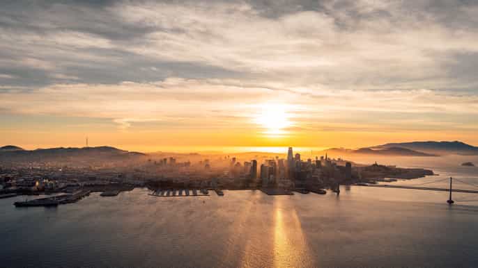 tour di volo al tramonto di san francisco
