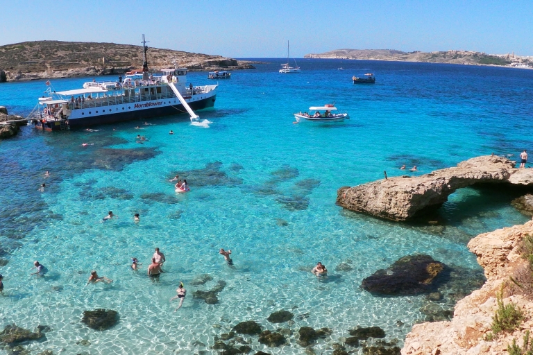 Malta: boottocht Comino, Blue Lagoon & grottenMalta: boottocht Comino, Blauwe Lagune & grotten