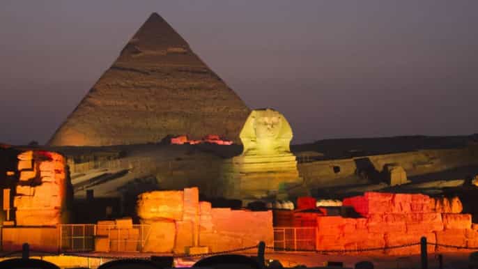 cairo pyramid sound and light show with night city tour