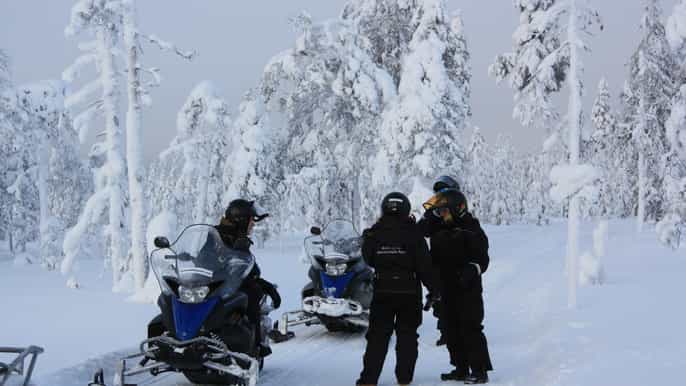 rovaniemi snowmobile to reindeer husky farm santa village