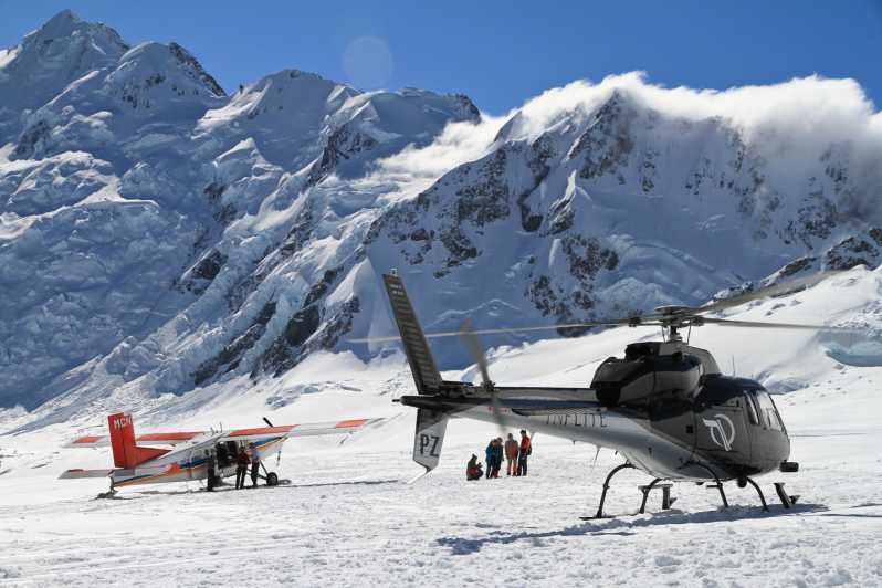 Mount Cook: volo combinato in aereo da sci ed elicottero
