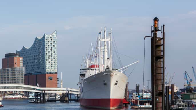 hamburg entrance to the museum ship cap san diego