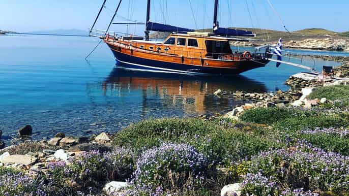 mykonos south coast beach hopping boat tour with bbq lunch