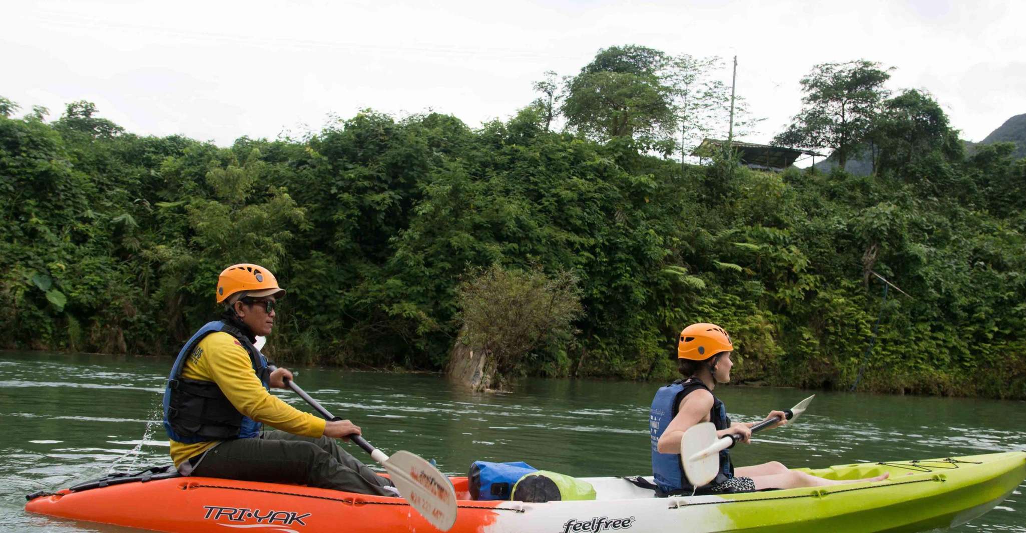 Vang Vieng, Kayaking & Cave Tubing with Zip Line/Blue Lagoon
