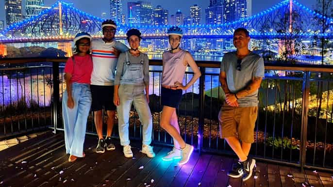 brisbane electric bike tour with city lights