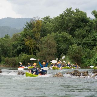 Half-Day Nam Song River Kayak Tour with Zipline or Tham None