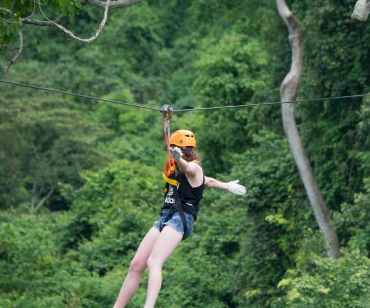 Vang Vieng: Half-Day Zip Lining with Cave Exploration Option
