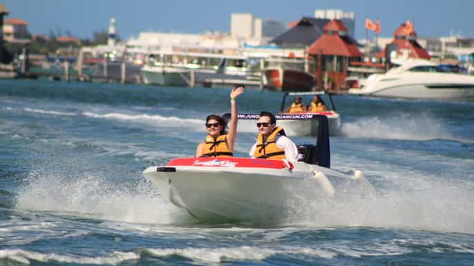 cancún speedboat snorkel jet ski rental combo tour