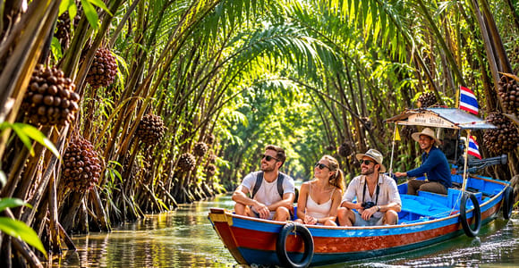 Surat Thani: Private Boat Tour of Palm Tunnel & Temple