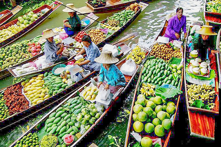 From Bangkok: Damnoen Saduak & Train Market Tour in Spanish Shared Group Tour: Meet at Rambutri Village Inn & Plaza