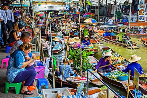 Z Bangkoku: Damnoen Saduak & Train Market Tour po hiszpańskuWspólna wycieczka grupowa: Spotkaj się w Rambutri Village Inn & Plaza