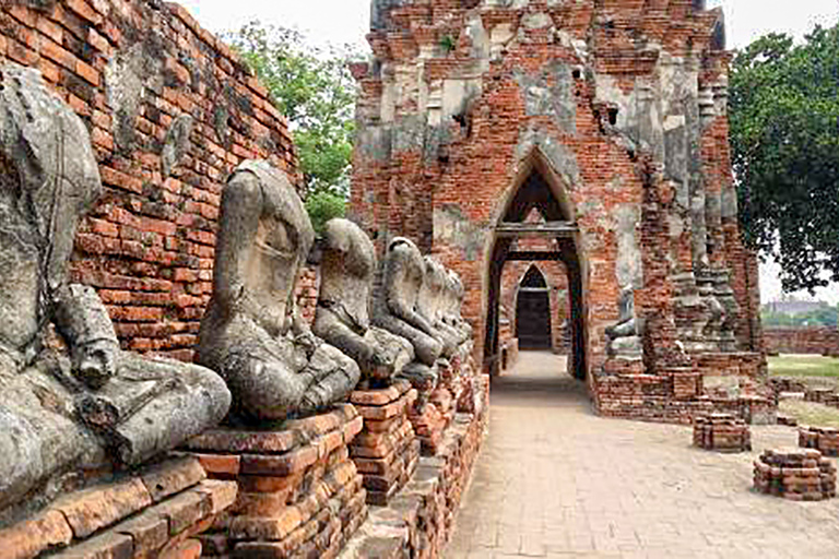 Van Bangkok: Ayutthaya-dagtour per auto en cruise in het SpaansPrivétour met hoteltransfers in het centrum van Bangkok