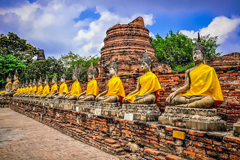 Van Bangkok: Ayutthaya-dagtour per auto en cruise in het SpaansPrivétour met hoteltransfers in het centrum van Bangkok