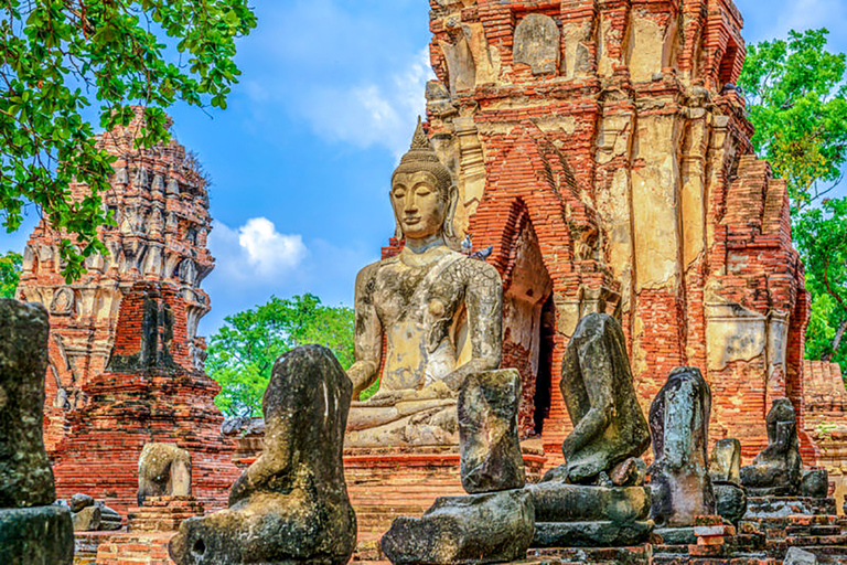 Van Bangkok: Ayutthaya-dagtour per auto en cruise in het SpaansPrivétour met hoteltransfers in het centrum van Bangkok