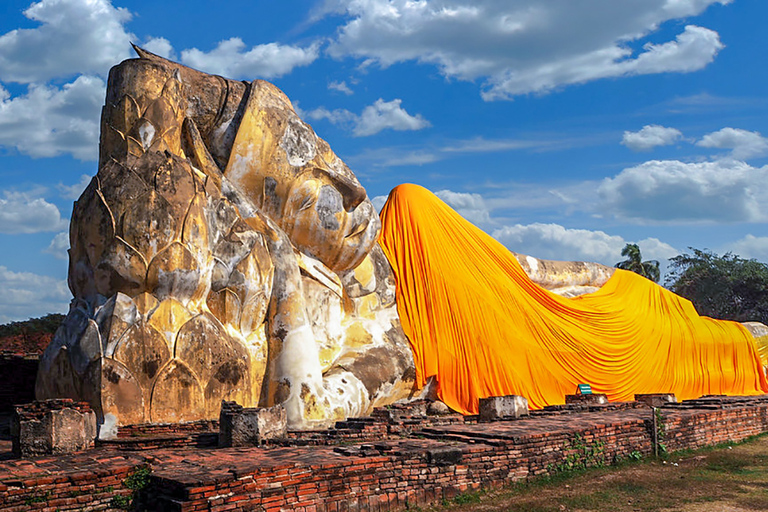 Van Bangkok: Ayutthaya-dagtour per auto en cruise in het SpaansPrivétour met hoteltransfers in het centrum van Bangkok