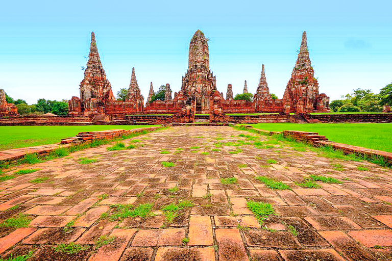 Van Bangkok: Ayutthaya-dagtour per auto en cruise in het SpaansPrivétour met hoteltransfers in het centrum van Bangkok