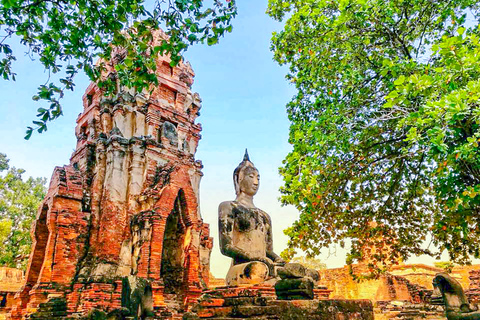 Van Bangkok: Ayutthaya-dagtour per auto en cruise in het SpaansPrivétour met hoteltransfers in het centrum van Bangkok