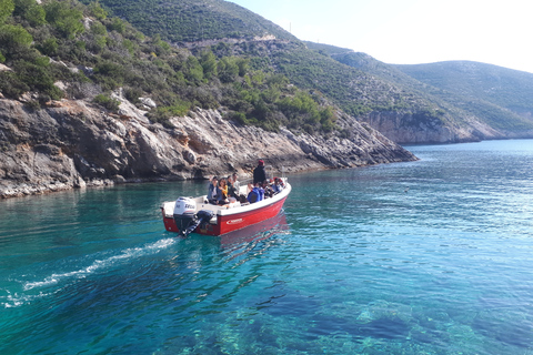 Porto Vromi: Navagio Beach & Blue Caves Private Boat Tour Pickup at Meeting Point Location