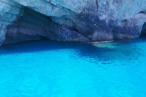 Porto Vromi: Navagio Beach & Blue Caves Private Boat Tour Pickup from Hotel