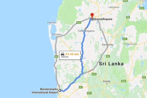Colombo: CMB Airport naar Anuradhapura City Private TransferTransfer tussen Colombo Airport (CMB) en Anuradhapura City
