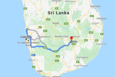 Colombo: Bandaranaike luchthaven naar Ella taxi transferTransfer tussen Colombo Airport (CMB) en Ella City