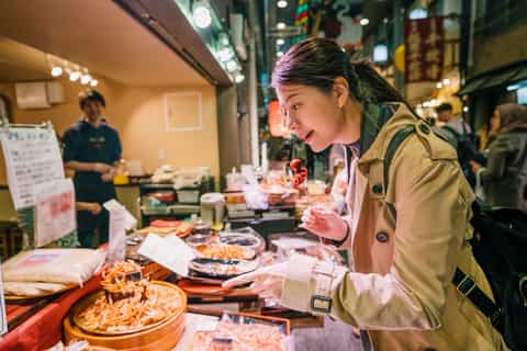nishiki food market walk sake tasting sushi class