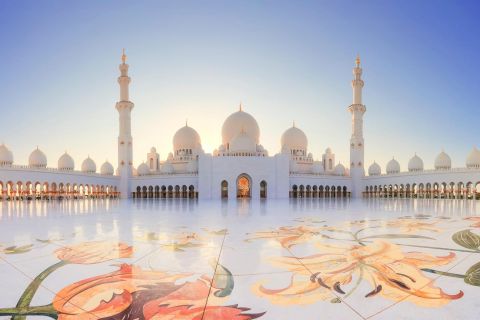 Vanuit Abu Dhabi: stadstour met Grote Moskee en Koninklijk Paleis