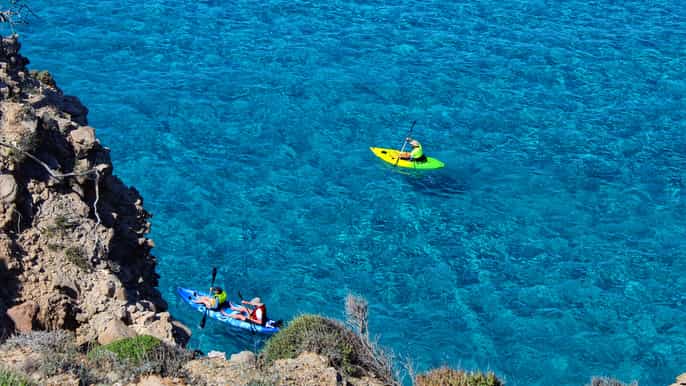 milos kayaking tour to tsigrado and gerakas beach