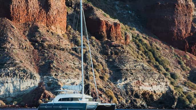 santorini private romantic catamaran cruise