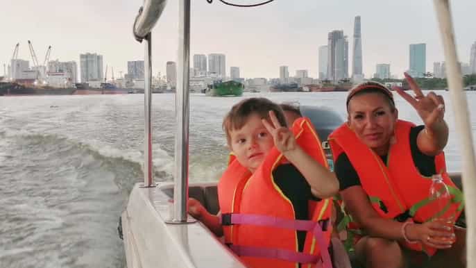 ho chi minh city sunset by luxury speeboat