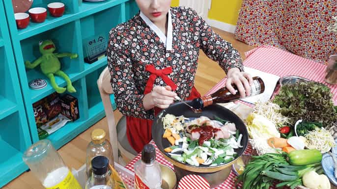 seul aula de culinária coreana em uma excursão local pelo mercado e casa