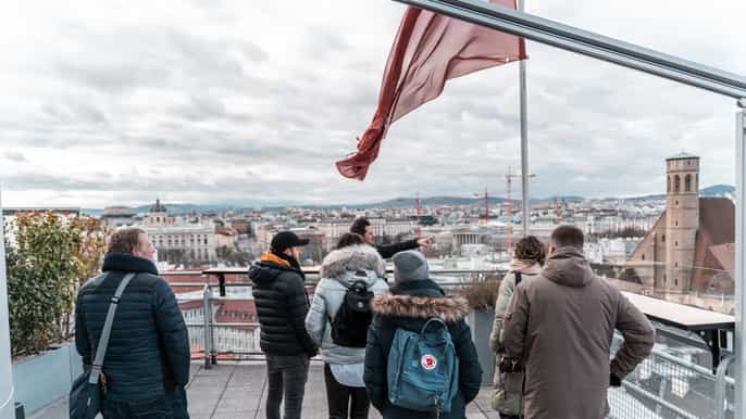 vienna vista sulla città da tetto panoramico con buffet