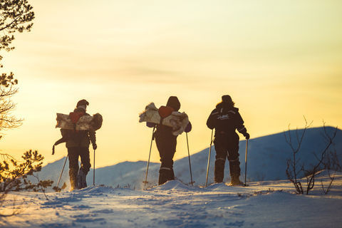 De Tromsø: Caminhada guiada com raquetes de neve e visita ao acampamento dos huskiesDe Tromsø: caminhada com raquetes de neve e visita ao acampamento Husky