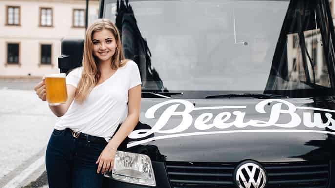 prague airport transfer beer party bus with unlimited beer