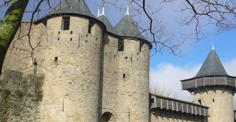 View Of Park Outside The Fortress Town Of Carcassonne In Southern