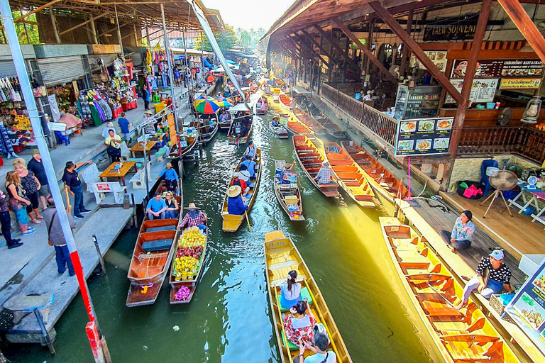 From Bangkok: Damnoen Saduak & Train Market Tour in Spanish Shared Group Tour: Meet at Narai Hotel