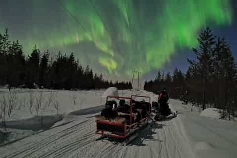 Northern Lights Sledge Ride Pulled by Snowmobile