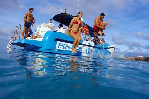 Menorca: passeio de barco de 3 horas ao pôr do sol com mergulho com snorkel