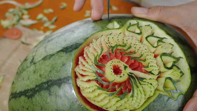 bangkok classe tailandesa profissional de escultura em frutas e legumes