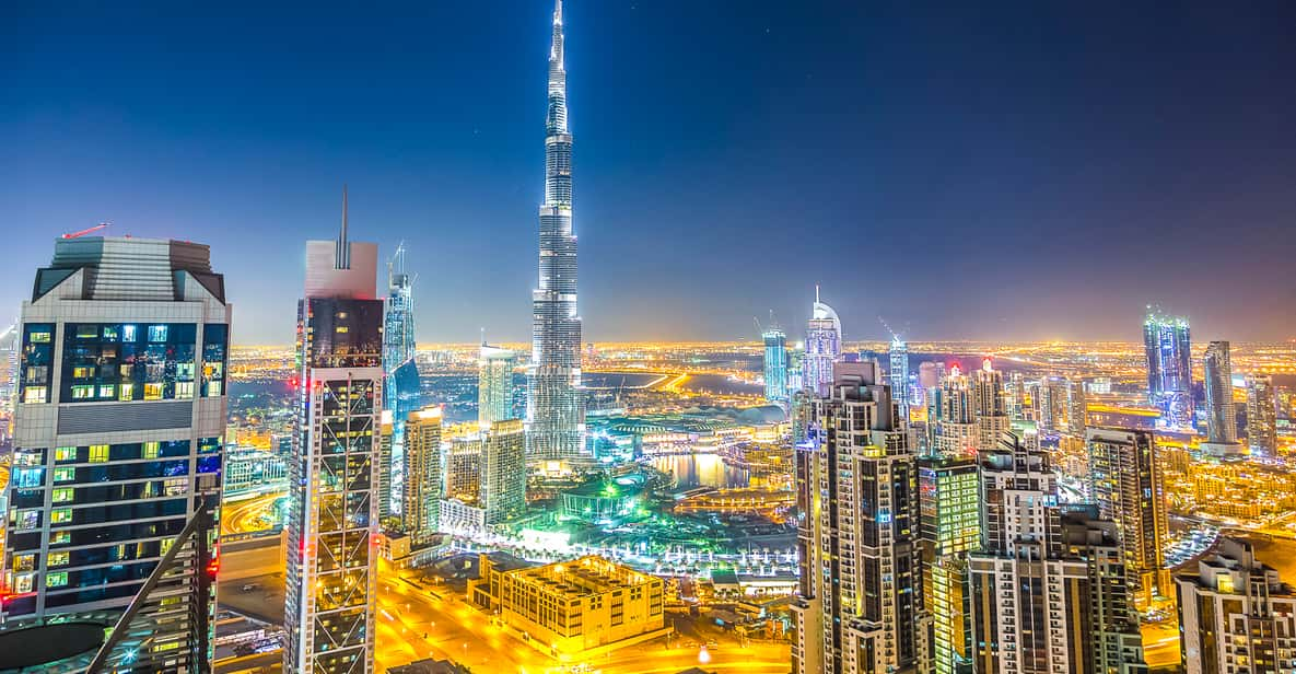 Dubai by Night with Burj Khalifa Entrance Ticket | GetYourGuide