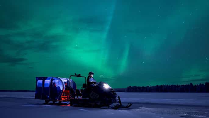 from rovaniemi northern lights excursion by snowtrain
