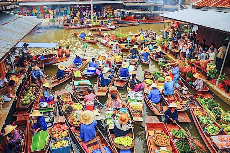 Depuis Bangkok : Marché flottant et visite d'Ayutthaya en espagnolVisite de groupe Point de rencontre de l'hôtel Furama Silom