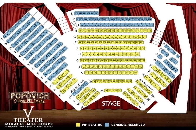 Las Vegas: 75-Minuten Popovich-Comedy-Haustier-TheaterReguläre reservierte Sitzplätze