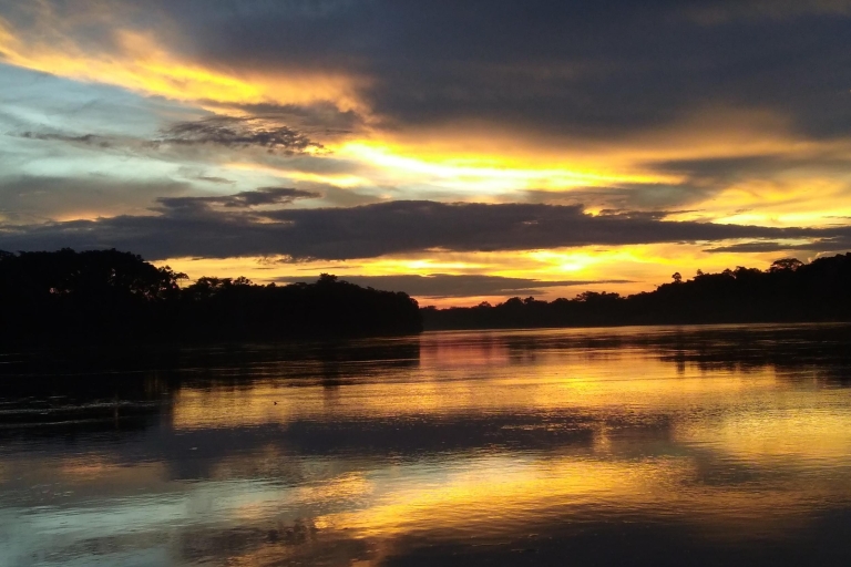 RECHERCHE DE CAÏMANS ET DE CAPIBARA SUR LA RIVIÈRE TAMBOPATAPuerto Maldonado : croisière de 2 heures sur la rivière Tambopata au coucher du soleil