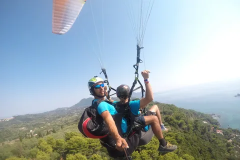 Corfu: Paragliding Tandem Flight Above Pelekas Town