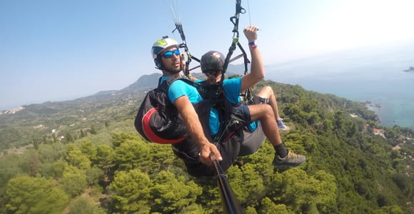 Corfu: Paragliding Tandem Flight Above Pelekas Town