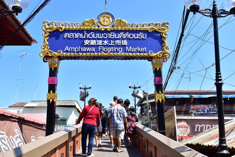 Bangkok: Escursione giornaliera alla ferrovia di Maeklong e al mercato galleggiante di AmphawaTour per piccoli gruppi con punto d&#039;incontro