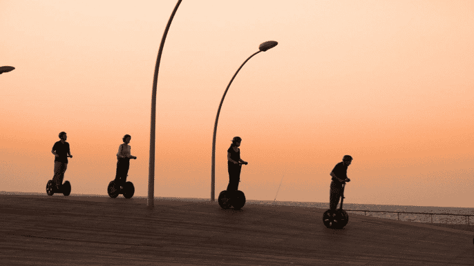maspalomas mini segway tour with sunset over the sand dunes