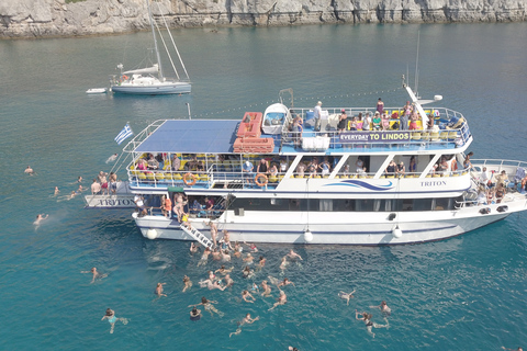 Rhodos-stad: panoramische cruise naar Lindos met zwemstops