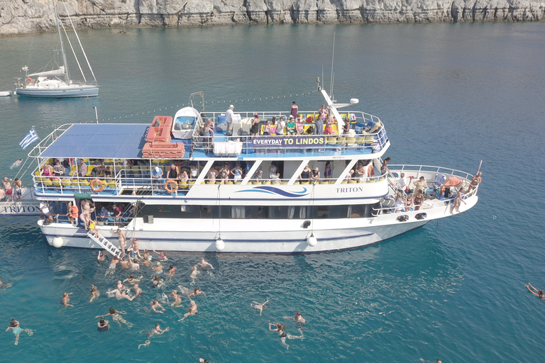 Rhodos-stad: panoramische cruise naar Lindos met zwemstops